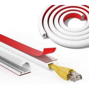 UOMTFAI Wall Cord Hider 118 Inch, Self Adhesive Cable Hider Cord Cover for Wires, Flexible Wire Cover Cable Raceway for Cord Management W0.59 H0.39in White