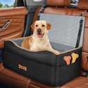 Dog Car Seat for Medium Dog, Dogs Booster Seat Under 50Lbs or 2 Small Dogs Washable, Pet Car Seats with 2 Safety Leashes, Pets Sofa Bed Cushion Add Thick Sponge, Pet Cars Carrier for Travel (Black/Gray)