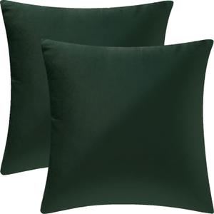 2 Pack 18x18 Pillow Cover Velvet Pillow Covers, Square Throw Pillow Covers for Living Room Decorations Throw Pillow Case, Throw Pillow Cover Cushion Cover for Sofa Bedroom Car, Dark Green Velvet