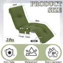 Kigley 2 Pcs Outdoor Chaise Lounge Cushion Pocket, Moss Green, Solid Color