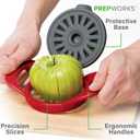 PrepWorks Dishwasher Safe Apple Slicer and Corer 16-Slice Thin Apple Cutter with Safety Cover