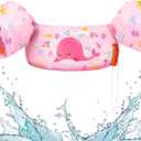 HeySplash Swim Vest for Kids, Toddler Pool Floaties, Children Swimming Vest with Adjustable Strap, Swim Jacket Water Wing Arm Float, Puddle Sea Beach Boat Jumper Boy Girl Baby (B Pink Big Whale)