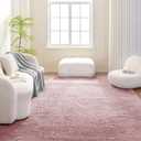 Amazon Basics Fluffy Washable Area Rug, Shaggy Carpet for Living Room, Bedroom, 5' W 7' L, Pink