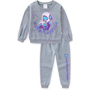 Marvel Spidey and His Amazing Friends Ghost Spider Girls Sweatshirt and Pants Set for Toddler and Big Kids (5, Grey)