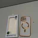 Magnetic Case for iPhone 15 Pro Max with 2 Privacy Screen Protector & Camera Cover [Compatible with MagSafe],Non-Yellowing Plating Glossy Shockproof Phone Case for iPhone 15 ProMax,Gold