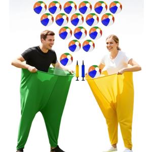 2 Pcs Granny Pants Yard Game - Funny Backyard Party Race Game with 18 Bouncy Balls & Air Pump - Hilarious Family Reunion & Adult Team Building Activities for Groups, Field Day & BBQ