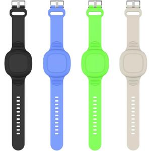 4 Packs Waterproof Bracelet for Tile Mate 2022 Kids, Soft Silicone Wristband Holder Full Case Cover Compatible with Tile Mate (Black+Blue+Green+Beige)