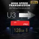 2 Pack Micro sd Card 128GB Class 10 with Adapter High Speed Memory Card for Tablet, Drone