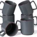 famiware Coffee Mugs Set of 6, Nebula 14oz Coffee Mugs, Ceramic Cup Set with Handle for Latte, Tea, Milk, Cappuccino, Cocoa, Charcoal