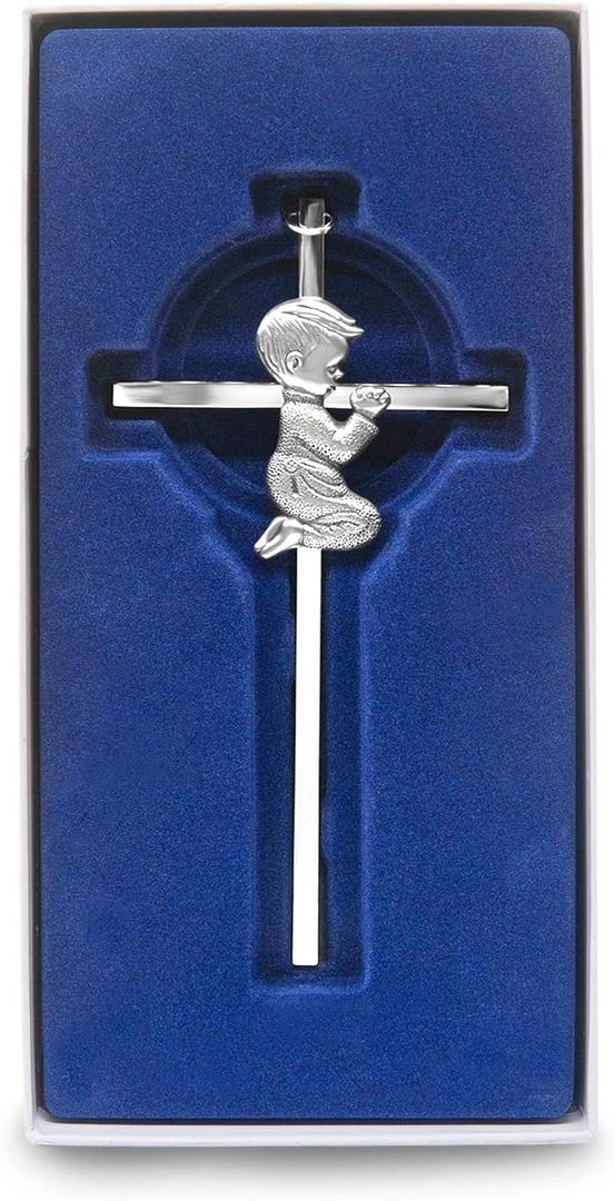 CHIMUYU Boy Girl Cross Wall Decor Baptism Gifts for Boys, Girls, Kids, Christening, First Holy Communion, Baby Shower, Birthday, Catholic Gift (Boy, 1)