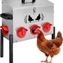 48 LB Large Automatic Chicken Feeder, No Waste Metal Poultry Feeder with 8 Ports, Weatherproof Outdoor Dispenser with Adjustable Legs & Locking Lid for Backyard Chickens, Silver