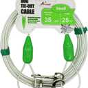 Petest 25ft Reflective Tie-Out Cable for Small Dogs Up to 35 Pounds (35lbs25ft, Green & Silver)