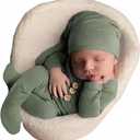 Newborn Photography Boy Outfit Baby Boy Girls Photo Shoot Costume Crochet Clothes Hat Pants Baby Prop Photoshoot (Light Green)