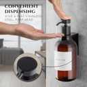 Shower Shampoo Dispenser Wall Mounted 3 Refillable 16.9 oz Amber Bottles with Stainless Steel Pumps & No-Drill Adhesive Holders Soap Dispenser Set for Bathroom (3 X Amber/Black)