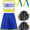 JenPen Cheerleader Dress for Kids Girls Outfit Crop Top Skirt with Bow Hair Rope and Ball Halloween Costume Set (Small)