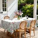 Eikione Rectangular Tablecloth 60x102In, Pink Flower ButterflyTableclothes Outdoor Washable Seasonal Table Cover for Party Picnic Dinner Decor