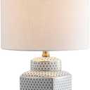 JONATHAN Y JYL3043A Cleo 21.5" Ceramic/Metal Ginger Jar LED Table Lamp Contemporary,Transitional for Bedroom, Living Room, Office, College Dorm, Coffee Table, Bookcase, White/Navy