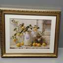InSimSea Gold Framed Wall Art, Yellow Lemon Vintage Kitchen Wall Shelf Decor, Still Life Canvas Print Art, Dining Room Home Farmhouse Decor, Antique Paintings with Picture Frame 13x16inch