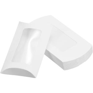 PATIKIL Pillow Boxes, 50 Pcs Wedding Gift Boxes Paper Box 4.9x2.8 Inch for Gift Wrap Wedding Parties, White