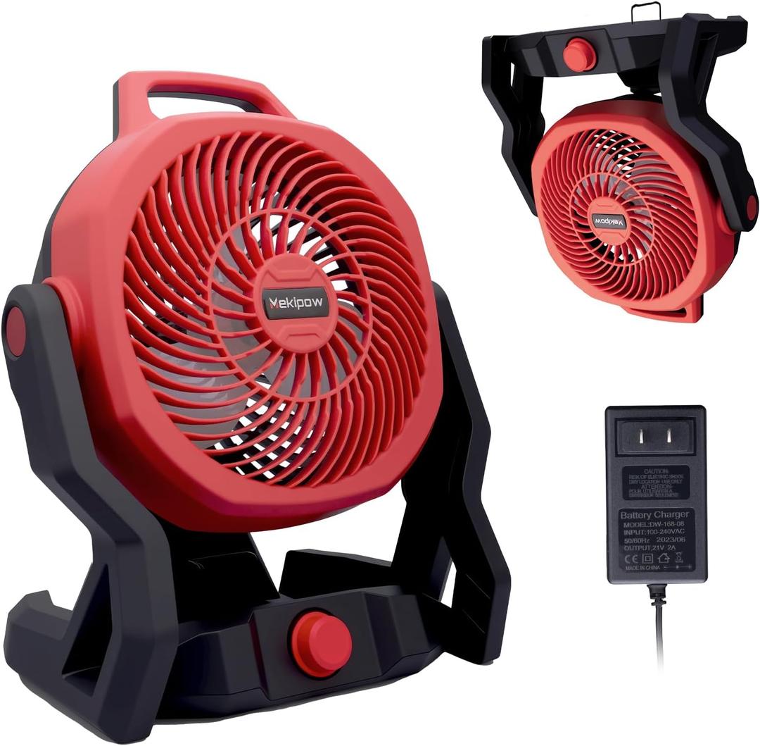 Cordless Jobsite Fan Fit for Milwaukee 18V Battery, Battery Powered Portable Fan with Brushless Motor, 750 CFM Variable Speed,or AC Power for Outdoor, Camping, Workshops, Office, RV(TOOL ONLY), Medium