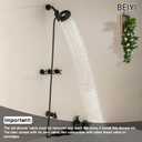 BEIYI 3 Handles Shower Faucet Set with Long Tub Spout Matte Black Three Handle Bathtub Shower Faucets Combo Set Shower Faucets Sets Complete