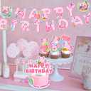 Axolotl Birthday Decorations, Pink Axolotl Happy Birthday Decorations Backdrop Banner Cake Cupcake Toppers Balloons for Girl Axolotl Party Supplies