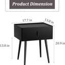 Nightstand Set of 2 with Single Drawer, Leather Side Table, Modern Bedside Table with Metal Legs for Bedroom, Small Accent End Table, Black
