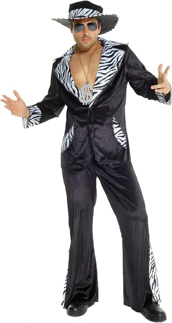 Morph Pimp Costume For Men Pimp Outfit For Mens Pimp Halloween Costume Pimp Suit 70s Pimp Costume 70s Costume Men (X-Large)