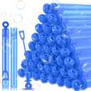 Shappy 100 Pcs Mini Bubble Wands Bubbl Party Favors Kids Rose Bubble Wands Bulk for Summer Outdoor Party Bath Time Wedding Graduation Gifts Toys Goodie Bag Stuffer for Child Girls Boys(Blue)