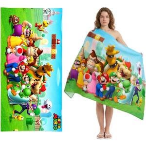 Mario Beach Towel 30"x60", Soft Absorbent Bath Towel, Cartoon Mario Pool Towel for Beach and Bathroom