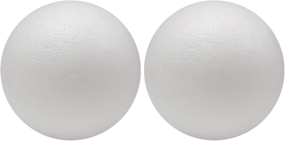 Crafjie 8 inch 2pcs Giant Foam Balls, Smooth Large White Foam Balls, Solid Craft Balls for Christmas DIY Ornaments and School Projects and Modeling Projects, for Arts and Crafts