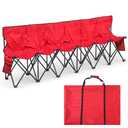 Kigley 6 Seats Folding Soccer Bench Chair Portable Team Sports Sideline Bench for Football Camp Travel Events Outdoor Seating with Storage Bag(Red)