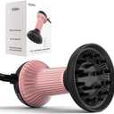 Diffuser Hair Dryer for Curly Hair: Professional 2 in 1 Diffuser & Hair Dryers with Ionic & Ceramic Technology for Wavy Hair Enhances Curls and Waves While Reducing Frizz, Gifts for Women (Deep Pink)