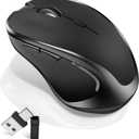 Mouse for MacBook Wireless Bluetooth Mouse Laptop MacBook Air Mac Pro Rechargeable Silent PC iPad Optical Mouse with Jiggler Dual Mode Switch Bluetooth 5.2/ 3.0 and 2.4GHz USB Type-C Receiver Black