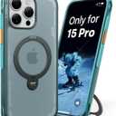 TORRAS Ostand Q3 Air for iPhone 15 Pro Case with 360 Magnetic Stand, Fit for MagSafe, Mil-Grade Drop Tested, Camera Control Button, Shockproof Phone Case for iPhone 15 Pro 6.1", Glacier Sprint