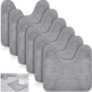 Timgle 6 Pcs Toilet Rugs U Shaped 16'' x 20'' Memory Foam Toilet Mats Bath Rug Non Slip Washable Grey Thick Absorbent Soft Bathroom Rugs Set Disposable Potty Training Mats Carpet for Bathroom(Grey)