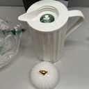 WOLFF 1 Liter White Bird Thermal Coffee Carafe, Plastic Exterior with Glass Lining Insulated Beverage Dispenser for Hot and Cold Drinks, Thermos Bottle for Tea, Water Pitcher - White, 34floz/1L