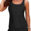 Tempt Me Women Two Piece Tankini Swimsuits - Swimsuits with Pockets Shorts Tummy Control Bathing Suit Athletic Swimwear L
