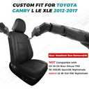Custom Fit Seat Covers for Toyota Camry 2012-2017 L/LE/XLE - Premium Faux Leather Full Set with 4-Layer Waterproof Protection,Black Not for Hybrid