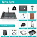 28 x 18 inch Kitchen Sink, Single Bowl Stainless Steel Sink Multifunctional Drop In Sink with Pull-Down Faucet and Multiple Accessories (28 * 18 inch)