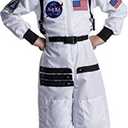 Dress Up America Kids NASA Astronaut Costume – White Space Suit with Cap – Realistic Halloween & Dress-Up Outfit Size Small