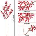 6 Pack Artificial Red Berry Stems 25.2 Inch, Long Christmas Red Berries Faux Red Berry Picks for Christmas Tree, Red Holly Berry Branches for Christmas Floral Arrangements Vase Decorations