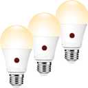 2 x Emotionlite Dusk to Dawn Sensor Light Bulbs Outdoor, Warm White LED Bulbs, 60 Watt Equivalent, Automatic On/Off, Garage, Hallway, Basement, A19 Size, 9W, E26 Medium Base, 3 Pack