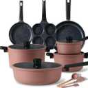 CAROTE Non Stick Pots and Pans Set, Cookware Sets Nonstick, Kitchen Cooking Set with Stay-Cool Handles,with Silicone Tools and Pot Protectors,14 Piece