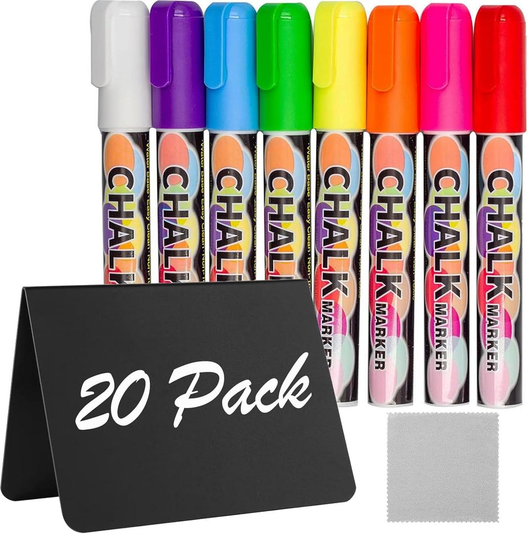 Mini Chalkboard Signs for Food, 20Pcs Food Labels for Party Buffet Food Signs, Reusable and Reserved Table Sign, Catering Supplies Buffet Display Food Tags Place Cards, with 8Pcs Chalk Markers