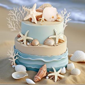 Shells Cake Decor Under the Sea Ocean Birthday Cake Decorations Sea Ocean Party Favor Supplies for Sea Ocean Theme Baby Shower Birthday Party