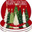 4Pcs Christmas Ceramic Coasters Xmas Tree Red Drink Coasters Absorbent Cup Mat for Winter Holiday Home Kitchen Party Table Decor