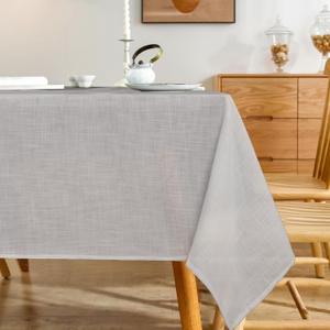 Linen Textured Rectangle Tablecloth, Slubby Lightweight Table Cloth 70 x 90 Inch, Water Resistant Stain Resistant Farmhouse Burlap Table Cover for Kitchen Dining Room