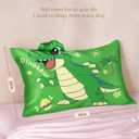 Miss Adola Kids Pillowcases Queen Size 20"x30" - Cute Cartoon Soft Breathable Silk Pillow Cases for Hair and Skin with Hidden Zipper for Girls Fun Kawaii Design for Bedding, Green Dinosaur