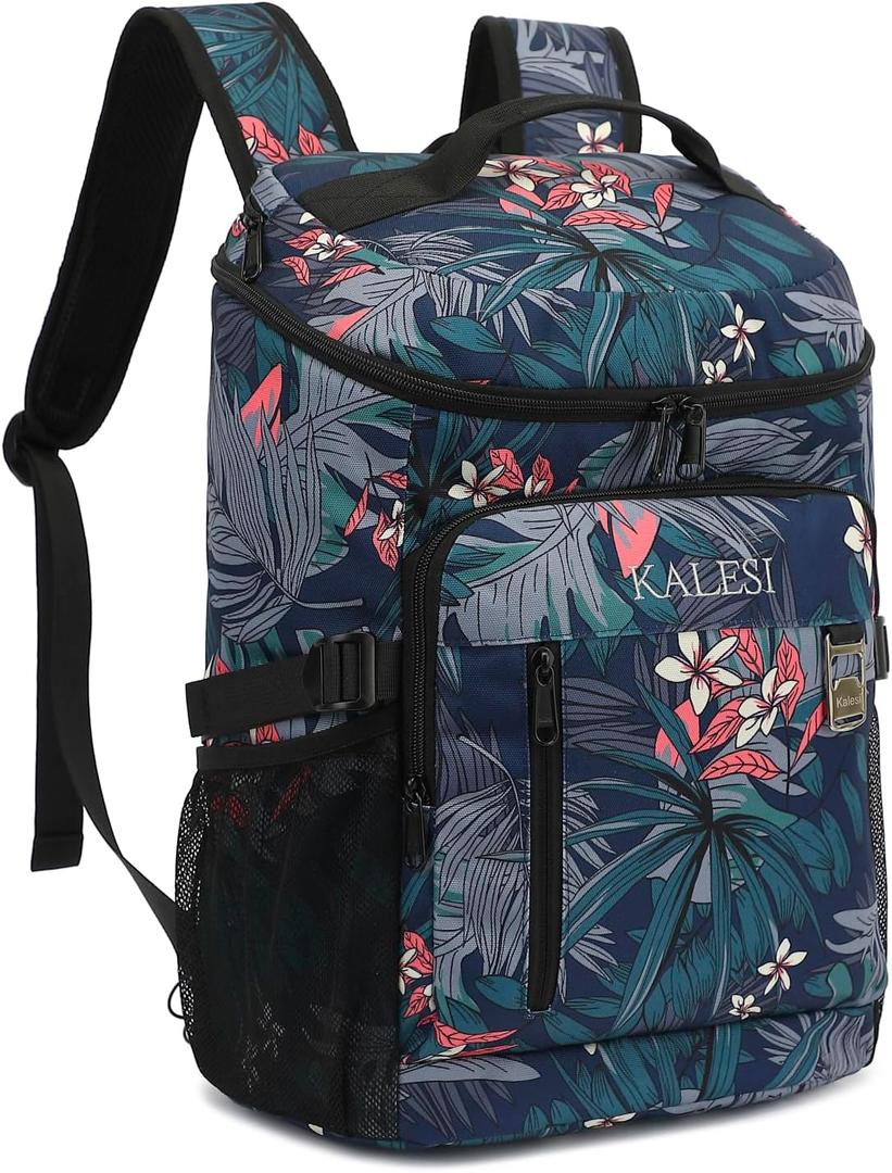Kalesi Cooler Backpack 36 Cans Lightweight Insulated Backpack Cooler Leak-Proof Travel Camping Lunch Backpack Outdoor Cutlery Backpack for Men and Women, Floral Cool 